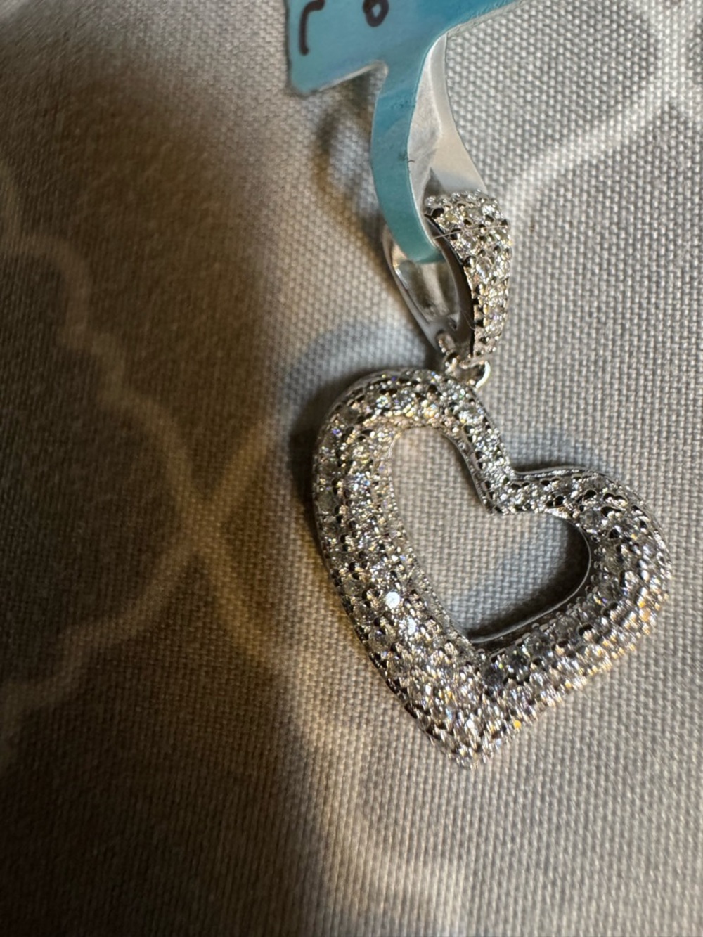 925 Italian sterling silver pave moisonite Sparkling Heart Pendant stamped test
